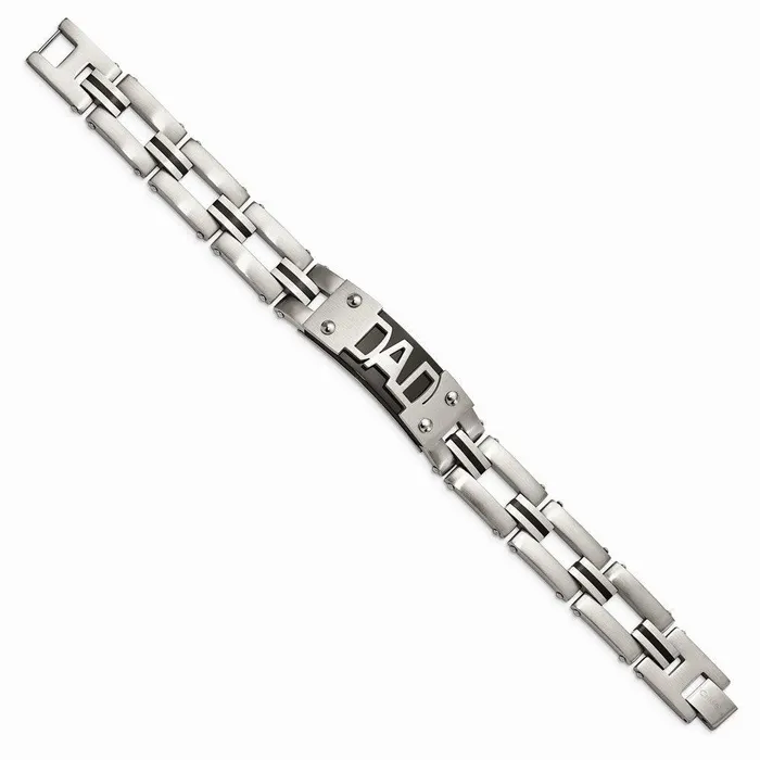 Chisel Bracelets Stainless Steel Brushed and Polished Black IPplated DAD 9in Bracelet Chisel Bracelets Stainless Steel Brushed and Polished Black IPplated DAD 9in Bracelet