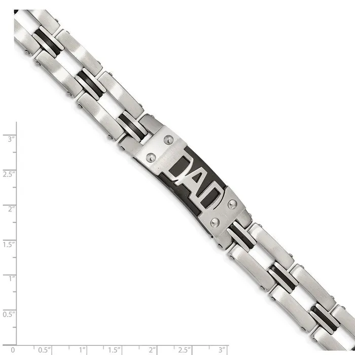 Chisel Bracelets Stainless Steel Brushed and Polished Black IPplated DAD 9in Bracelet Chisel Bracelets Stainless Steel Brushed and Polished Black IPplated DAD 9in Bracelet