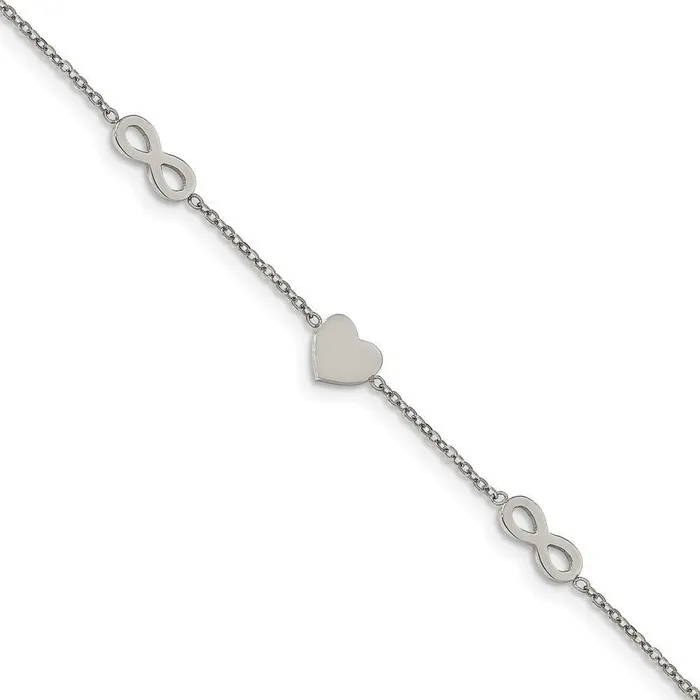 Chisel Bracelets Stainless Steel Polished 7in w1in ext Heart and Infinity Bracelet Chisel Bracelets Stainless Steel Polished 7in w1in ext Heart and Infinity Bracelet