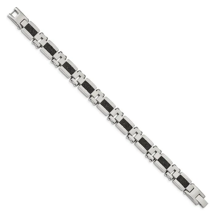 Chisel Bracelets Stainless Steel Polished Black IPplated Textured Wire Inlay 85in Bracelet Chisel Bracelets Stainless Steel Polished Black IPplated Textured Wire Inlay 85in Bracelet