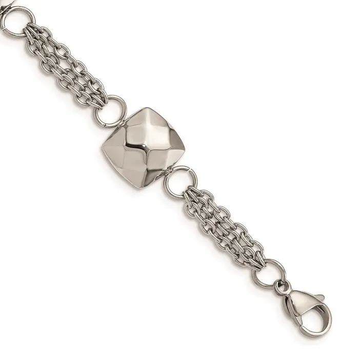 Chisel Bracelets Stainless Steel Polished Hollow Squares 725in w2in Ext Bracelet Chisel Bracelets Stainless Steel Polished Hollow Squares 725in w2in Ext Bracelet