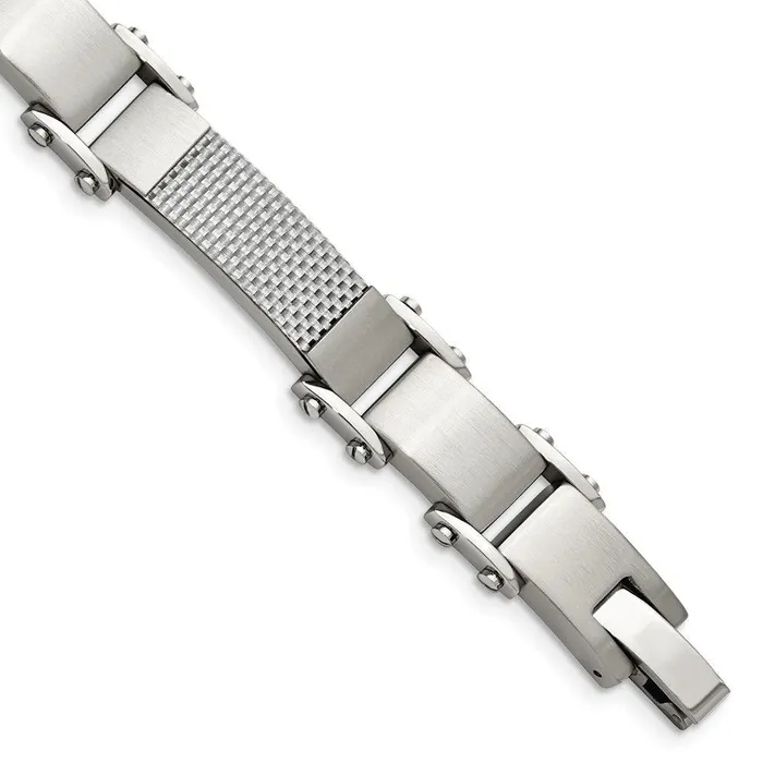 Chisel Bracelets Stainless Steel Polished wSolid Grey Carbon Fiber 9in Bracelet Chisel Bracelets Stainless Steel Polished wSolid Grey Carbon Fiber 9in Bracelet
