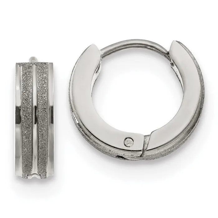 Chisel Earrings Stainless Steel Laser cut Hinged Hoop Earrings