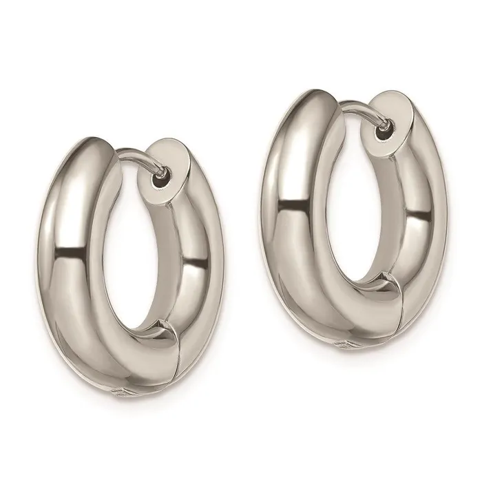 Chisel Earrings Stainless Steel Polished 5mm Hinged Hoop Earrings Chisel Earrings Stainless Steel Polished 5mm Hinged Hoop Earrings