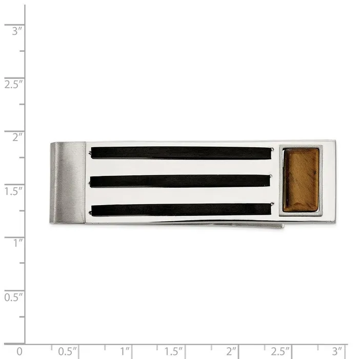 Chisel Stainless Steel Brushed and Polished Black IP wTigers Eye Money Clip Bracelets Chisel Stainless Steel Brushed and Polished Black IP wTigers Eye Money Clip Bracelets