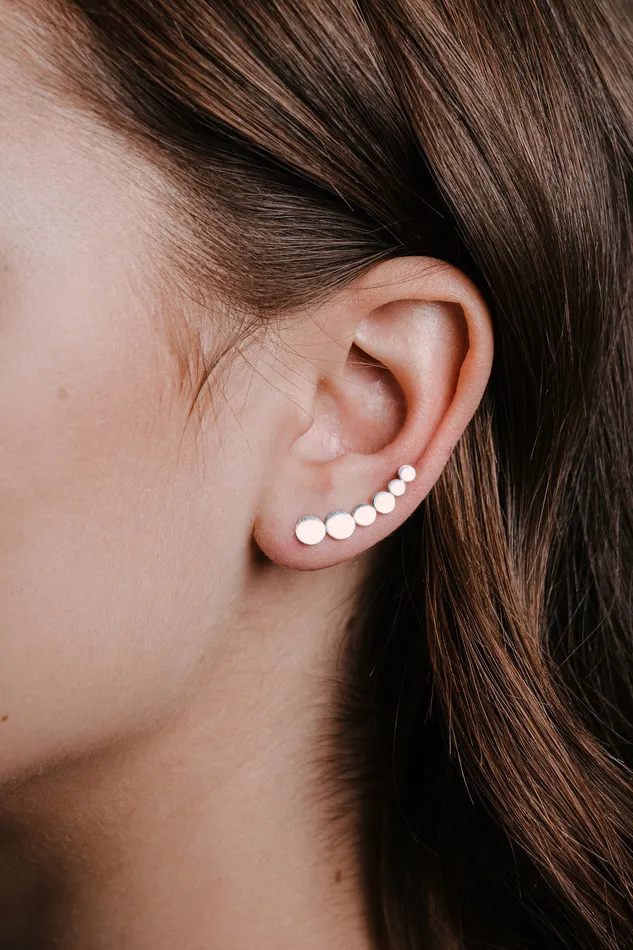 Circle Plate Line Earrings Silver Kty Earrings