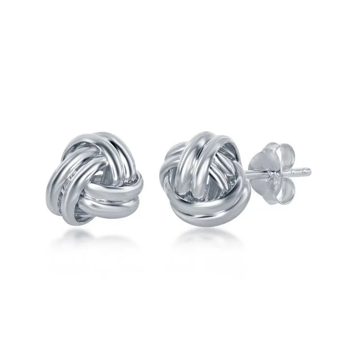 Classic Earrings Sterling Silver Double Wire Love Knot Stud Earrings