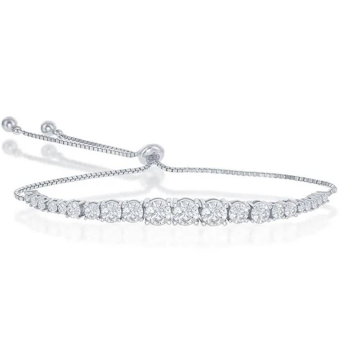 Classic Womens Bracelet Sterling Silver Round Graduating CZ Bolo Tennis T7699 Classic Bracelets Classic Womens Bracelet Sterling Silver Round Graduating CZ Bolo Tennis T7699 Classic Bracelets