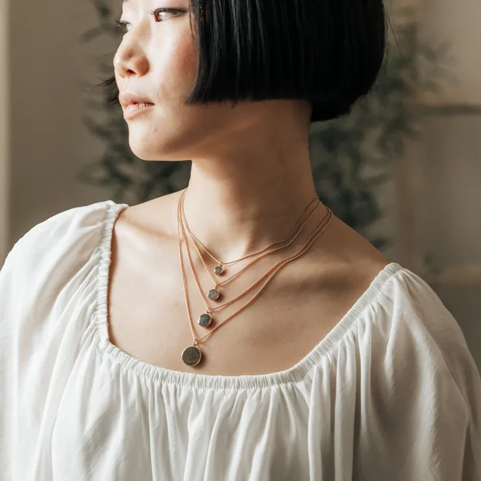 closebymejewelry 8mm Dome Cremation Necklace in 14K Yellow Gold Necklaces