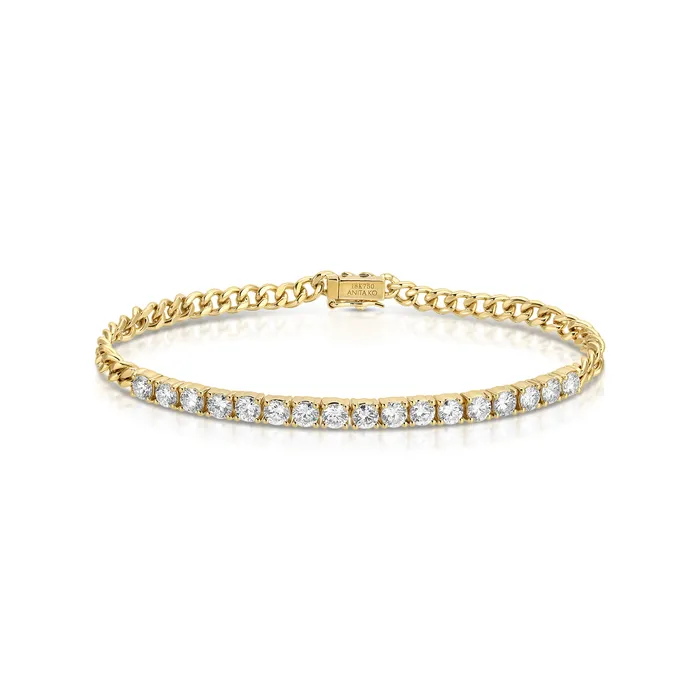 CUBAN LINK AND DIAMOND LINE BRACELET anitako Bracelets