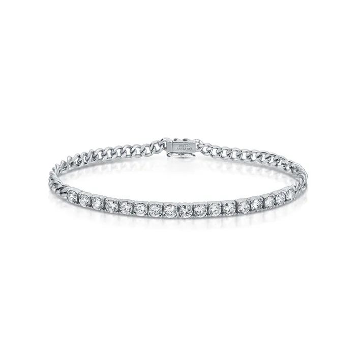 CUBAN LINK AND DIAMOND LINE BRACELET anitako Bracelets