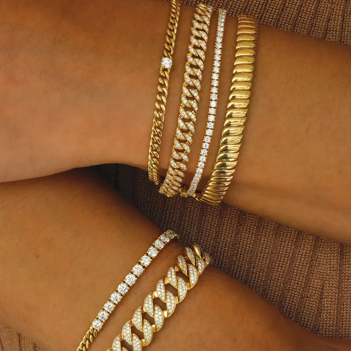 CUBAN LINK AND DIAMOND LINE BRACELET anitako Bracelets