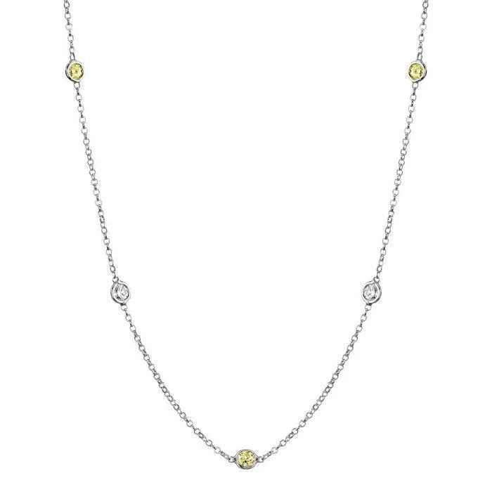 deBebians Necklaces Yellow Sapphire and Diamond Station Necklace