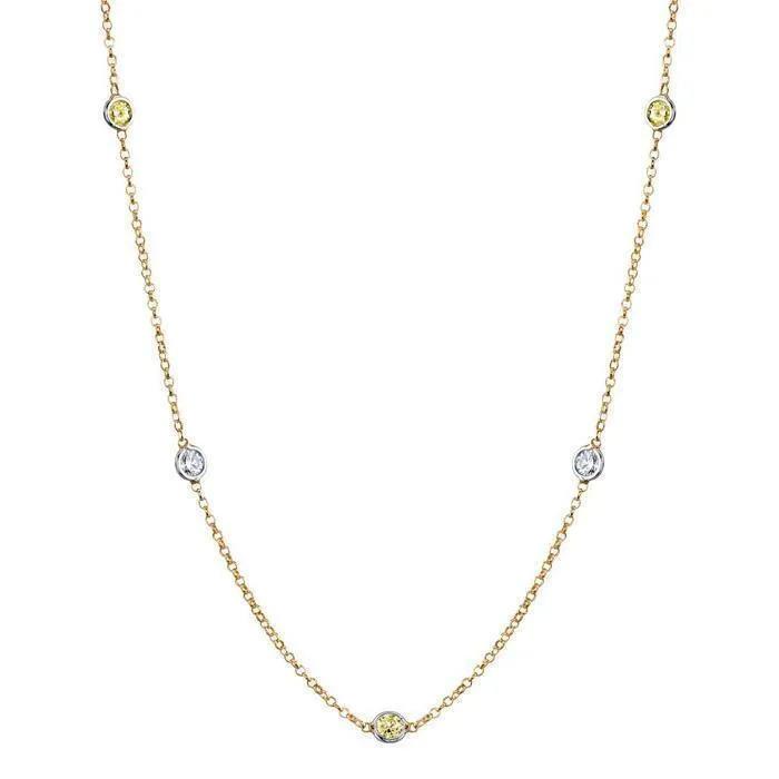 deBebians Necklaces Yellow Sapphire and Diamond Station Necklace