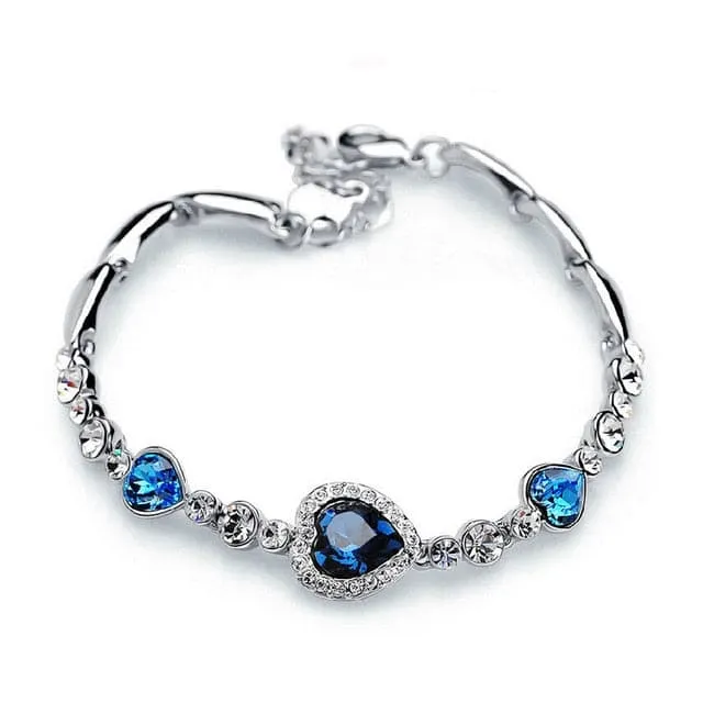 Divine Inspiration Styles Bracelets ILOVELIFE Womens Fine Fashion Ocean Heart Crystal Rhinestone Bracelet Jewelry
