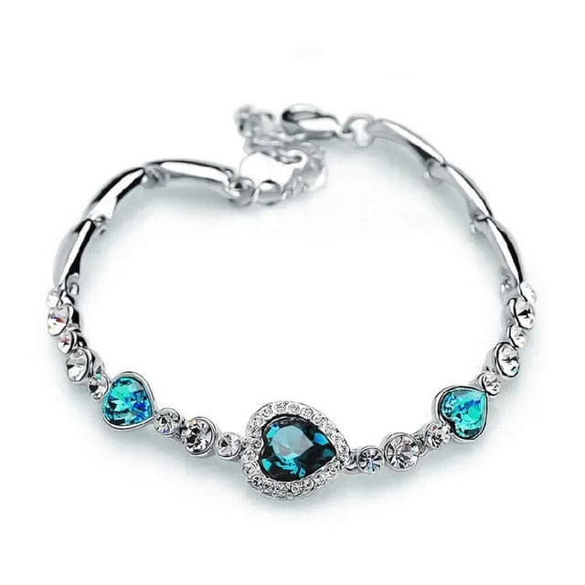 Divine Inspiration Styles Bracelets ILOVELIFE Womens Fine Fashion Ocean Heart Crystal Rhinestone Bracelet Jewelry
