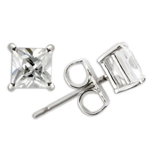 Earrings 0W159 Rhodium 925 Sterling Silver Earrings with AAA Grade CZ in Clear Alamode Earrings 0W159 Rhodium 925 Sterling Silver Earrings with AAA Grade CZ in Clear Alamode