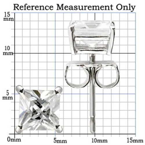 Earrings 0W159 Rhodium 925 Sterling Silver Earrings with AAA Grade CZ in Clear Alamode