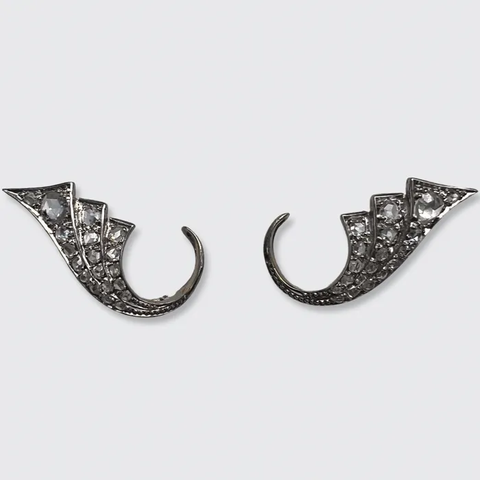 Earrings 21stfinds Retro RoseCut Diamond Wing Ear Clips
