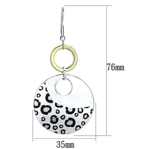 Earrings Alamode LO2699 Reverse TwoTone Iron Earrings with Epoxy in Jet
