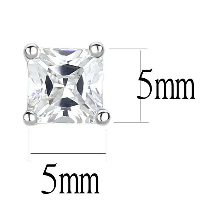 Earrings Alamode LO4084 Rhodium Brass Earrings with AAA Grade CZ in Clear