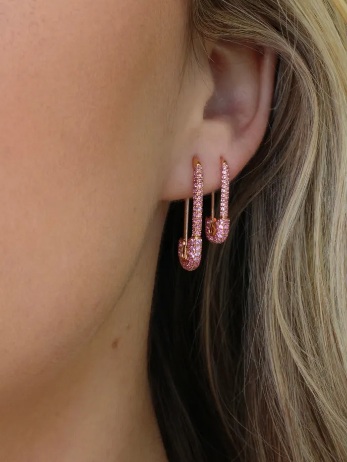Earrings anitako PINK SAPPHIRE SAFETY PIN EARRING