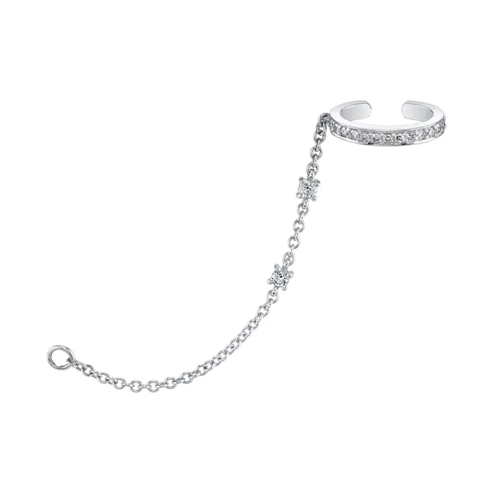Earrings anitako SINGLE ROW DIAMOND EAR CUFF WITH DIAMOND CHAIN