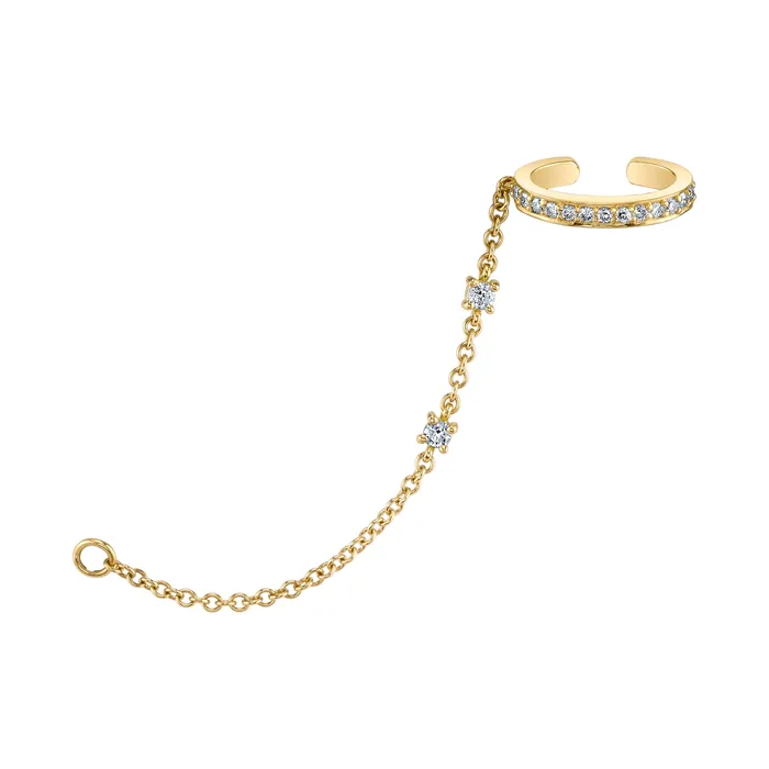Earrings anitako SINGLE ROW DIAMOND EAR CUFF WITH DIAMOND CHAIN