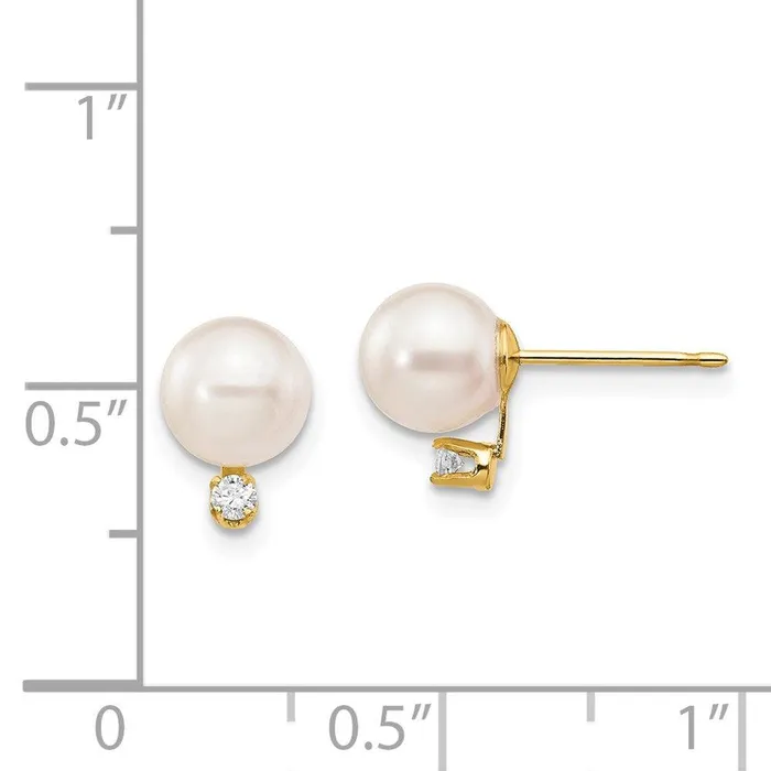 Earrings Jewelry 14k 67mm White Round Saltwater Akoya Cultured Pearl Diamond Post Earrings Earrings Jewelry 14k 67mm White Round Saltwater Akoya Cultured Pearl Diamond Post Earrings