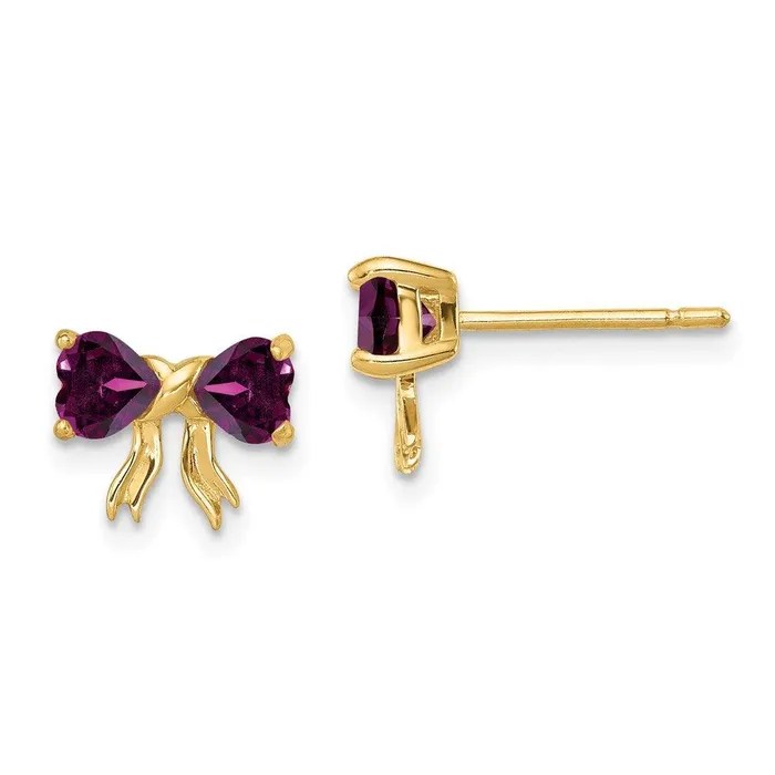 Earrings Jewelry 14k Gold Polished Rhodolite Bow Post Earrings