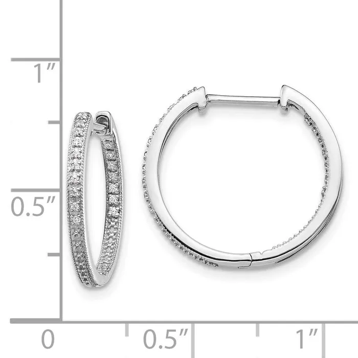 Earrings Jewelry 14K White Gold Polished Diamond In and Out Hinged Hoop Earrings Earrings Jewelry 14K White Gold Polished Diamond In and Out Hinged Hoop Earrings
