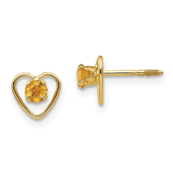 Earrings Jewelry Madi K Kids 14k 3mm Citrine Birthstone Heart Earrings