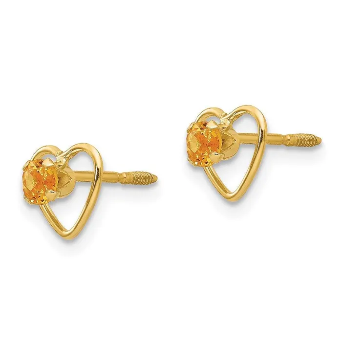 Earrings Jewelry Madi K Kids 14k 3mm Citrine Birthstone Heart Earrings