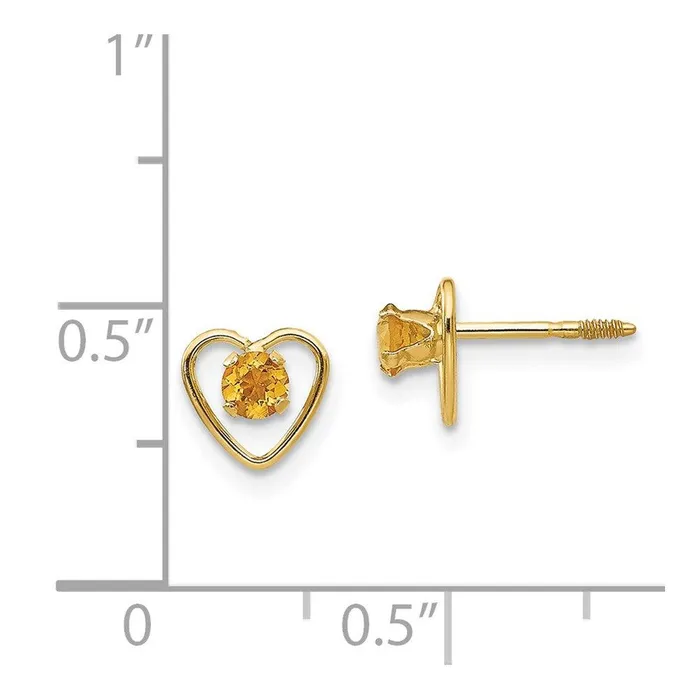 Earrings Jewelry Madi K Kids 14k 3mm Citrine Birthstone Heart Earrings