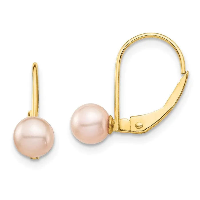 Earrings Jewelry Madi K Kids 14K 56mm Pink Round FW Cultured Pearl Leverback Earrings Earrings Jewelry Madi K Kids 14K 56mm Pink Round FW Cultured Pearl Leverback Earrings