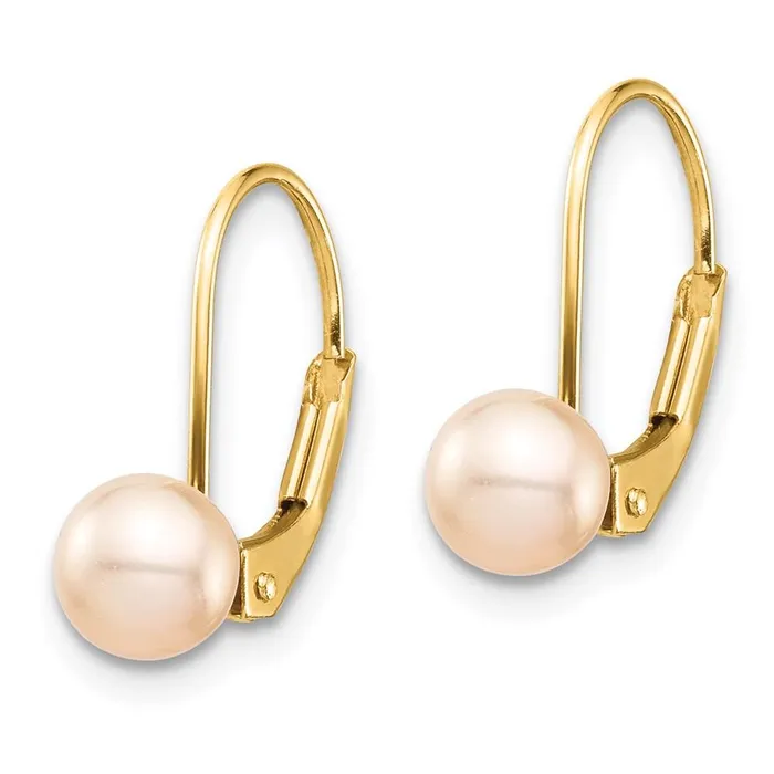 Earrings Jewelry Madi K Kids 14K 56mm Pink Round FW Cultured Pearl Leverback Earrings