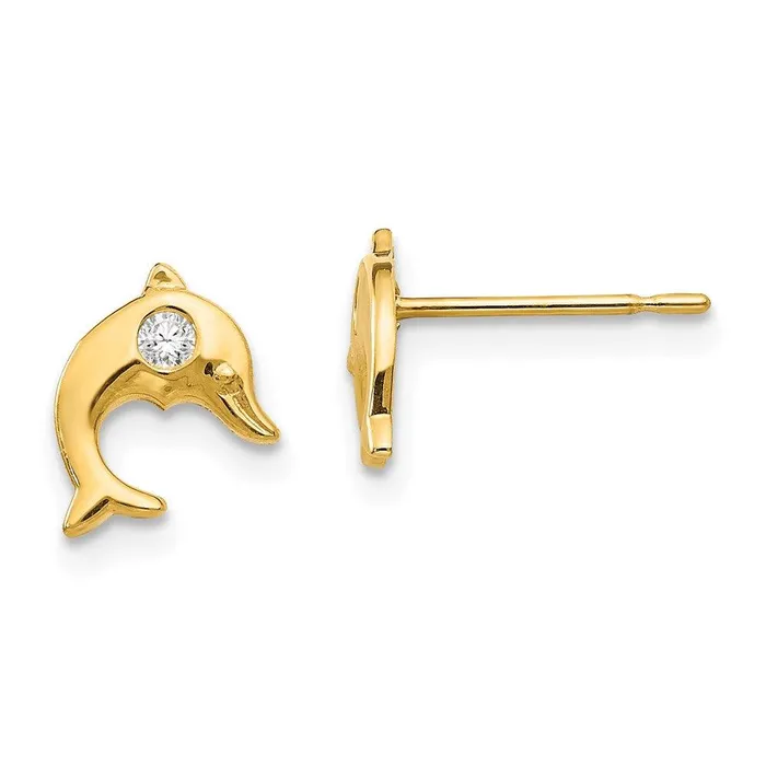 Earrings Jewelry Madi K Kids 14k CZ Dolphin Post Earrings
