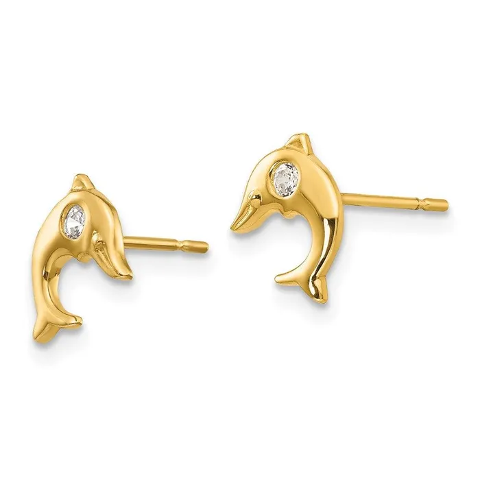 Earrings Jewelry Madi K Kids 14k CZ Dolphin Post Earrings