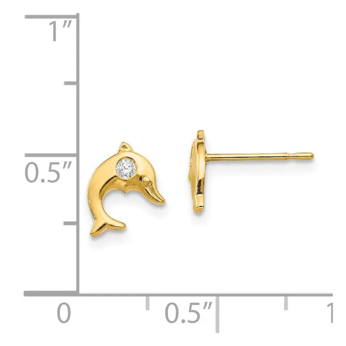 Earrings Jewelry Madi K Kids 14k CZ Dolphin Post Earrings