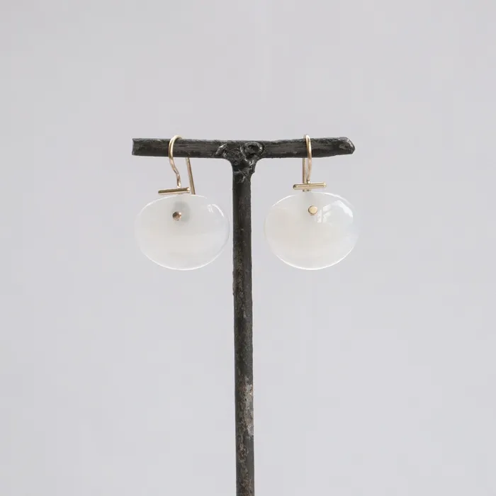 Earrings S Yamane Studio Medium Lingzhi Kiku White Agate Earrings