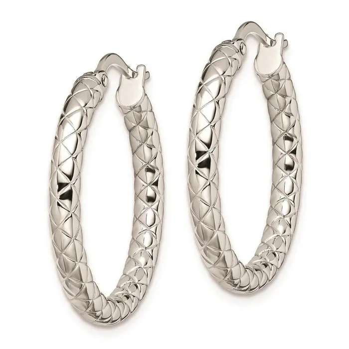 Earrings Stainless Steel Small Textured Hollow Hoop Earrings Chisel