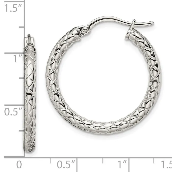 Earrings Stainless Steel Small Textured Hollow Hoop Earrings Chisel