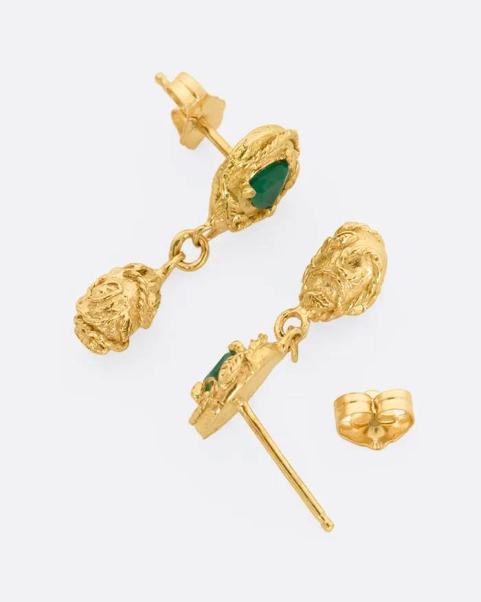 EVANGELINE Trillion Emerald Drop Earrings Earrings EVANGELINE Trillion Emerald Drop Earrings Earrings