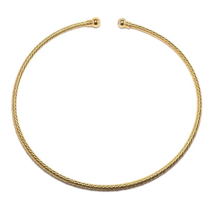 Gold Choker Necklace Fashion Forward Thick Twist Satin Crystals Necklaces