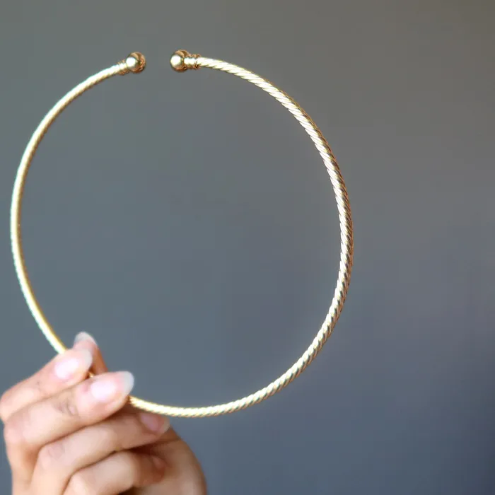 Gold Choker Necklace Fashion Forward Thick Twist Satin Crystals Necklaces