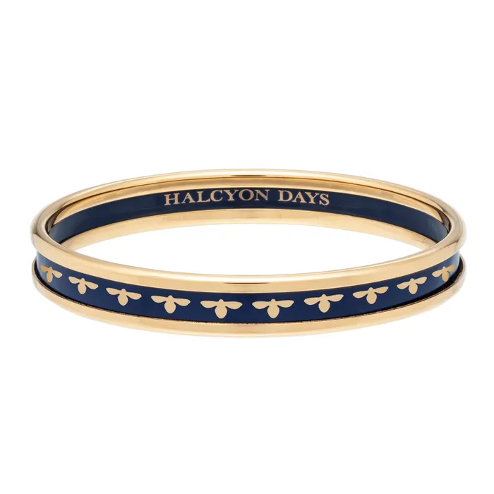 Halcyon Days 6mm Bee Navy Gold Bangle Halcyon Days PreStyled Sets