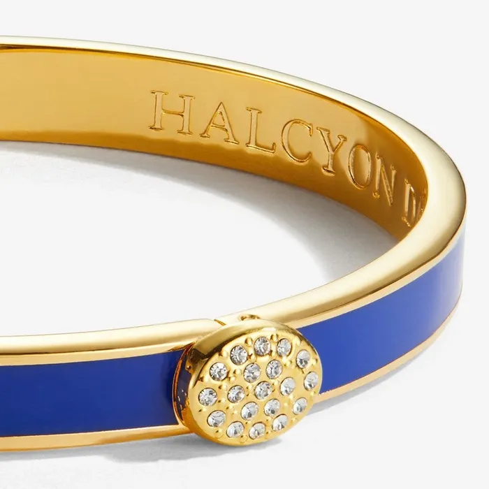 Halcyon Days Skinny Pave Button Deep Cobalt Gold Bangle Halcyon Days PreStyled Sets