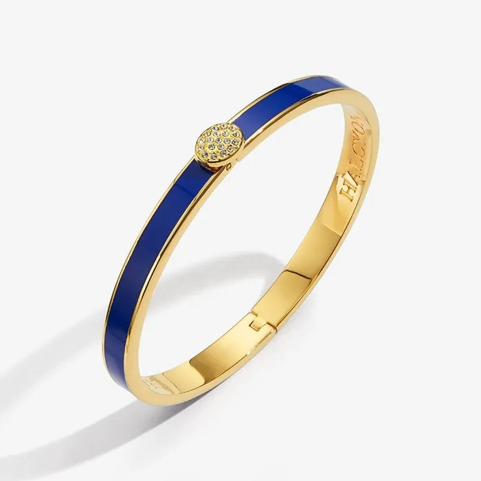 Halcyon Days Skinny Pave Button Deep Cobalt Gold Bangle Halcyon Days PreStyled Sets
