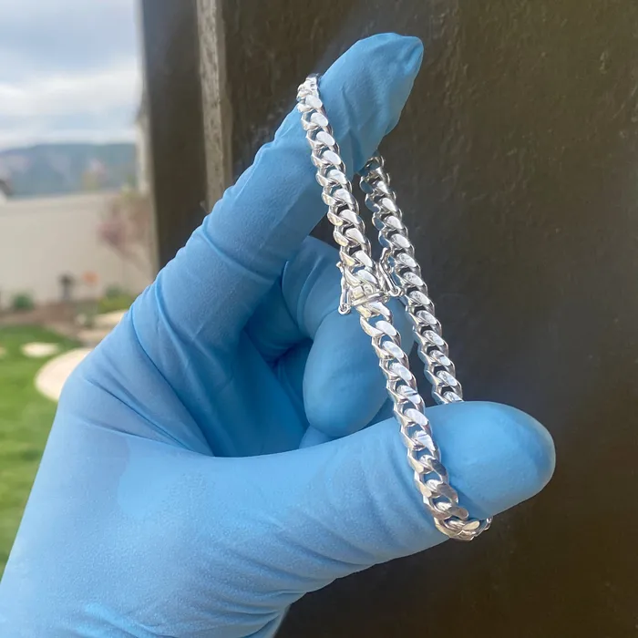 Harlem 925 Sterling Silver Miami Cuban Link Plain Bracelet 8 x 6mm Bracelets