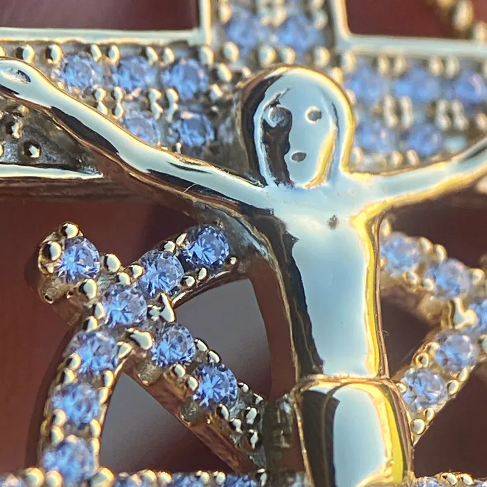 Harlem Bling Necklaces 14K Gold Plated over 925 Silver Jesus Anchor Cross CZ Pendant Harlem Bling Necklaces 14K Gold Plated over 925 Silver Jesus Anchor Cross CZ Pendant